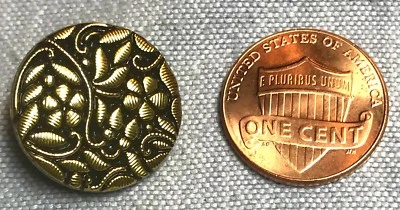 ONE Gold Luster Black Glass Shank Button Flower Floral Czech 11/16" 18mm 8682 - Image 1 of 3