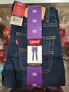 Levis Boys 511 Navy Blue Slim Adjustable Waistband Straight Leg Jeans Size 10 - Picture 1 of 4
