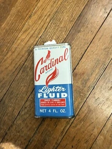 Vintage Cardinal Lighter Fluid Empty Tin Can 4 oz. Collectible Advertising Bird - Picture 1 of 5
