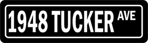 Letrero de calle Tucker Ave 1948 todo metal letrero de hojalata 4 x 18 eslóganes autopartes - Imagen 1 de 1
