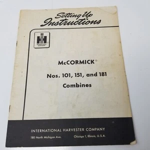 McCormick Combine 101 151 181 Setting Up International Harvester 1959 - Picture 1 of 9