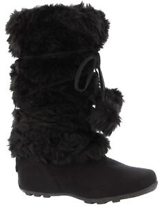Talia-Hi Women Mukluk Faux Fur Boots Booties Mid Calf Winter Snow Warm Trendy