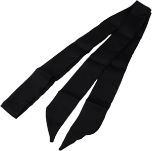 2Pcs Stylish Ribbon Scarf Solid Color Long Neckerchief Black Satin Necktie Belts - Picture 1 of 12