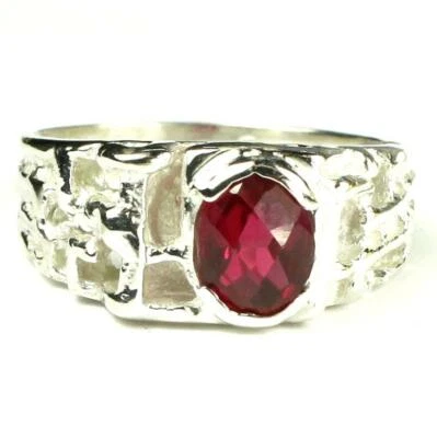 925 Sterling Silver Men's Nugget Ring, Crimson Fire Topaz, SR197 - Image 1 of 4
