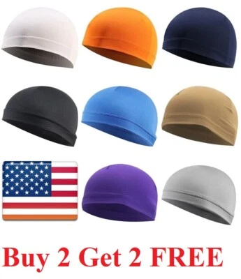 Bandera de enfriamiento que absorbe el sudor cúpula gorra calavera casco forro gorro deportivo sombrero durag, Foto 1 de 4