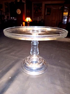 Centrotavola piedistallo deserto torta vetro trasparente mosser vintage inutilizzato 10 1/2" - Foto 1 di 4