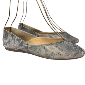 Lucky Brand Alba Womens Snake Print Slip On Flats Shoes Gray Suede Leather 8.5 - Picture 1 of 16