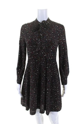 Madewell Womens Silk Stars Print Long Sleeves A Line Dress Black Size 00 - Image 1 of 4