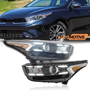 For 2022-2023 Kia Forte Headlight Halogen W/Led DRL W/Bulb Lamp Black Left+Right - Picture 1 of 23