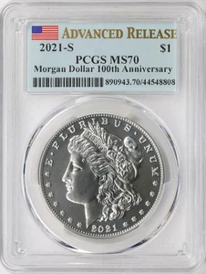 2021-S $1 Morgan Silver Dollar PCGS MS70 Advance Release - Picture 1 of 4