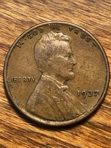 1937 Lincoln Wheat Cent Unique Eye Appeal Woody Improper Alloy Mix Error - Picture 1 of 4