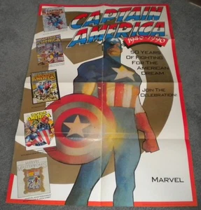 Captain America 1990 Promo Poster 22x34 S/S Folded Comic Store Graphic Novels - Picture 1 of 3
