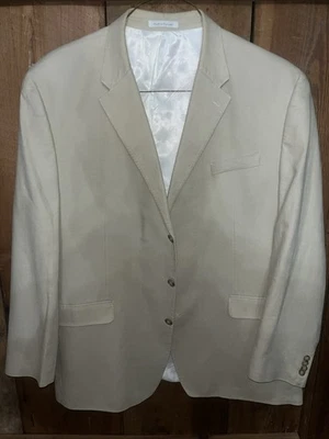 ЖЕЛТОВАТО-КОРИЧНЕВЫЙ SEAN JOHN ЛЬНЯНОЙ СМЕСИ SPORT ПАЛЬТО КОСТЮМ КУРТКА РАЗМЕР 50 ДЛИНОЙ - Изображение 1 из 4