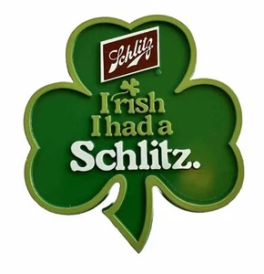 Vtg Irish I Had A Schlitz Beer Advertising Pin Shamrock St Patricks Day Hat Bar - Picture 1 of 7