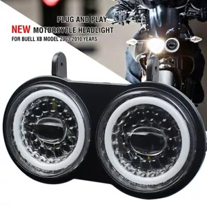 For Buell XB9S XB12S 2003 -2008 2009 2010 Dual LED Headlight DRL Halo - Picture 1 of 13