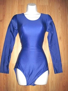 Plus Size Shiny Royal Blue Spandex Long Sleeve Scoop Neck Leotard Size 3XL New - Picture 1 of 4