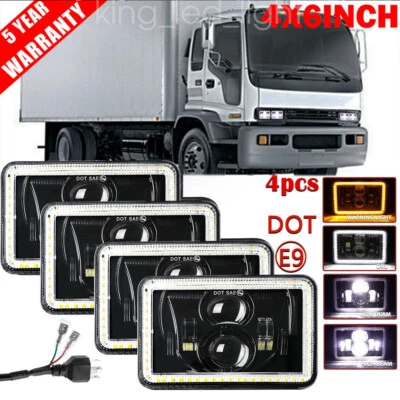 4 Piezas Para Isuzu NQR NPR NPR-HD 2008-2013 FTR 4x6" Faro LED Alto/Bajo Viga Sellada Foto 1 de 4