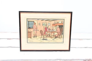 Impresión litográfica enmarcada de colección para hombres escena de comida de taberna después de la caza por Harry Eliot - Imagen 1 de 7