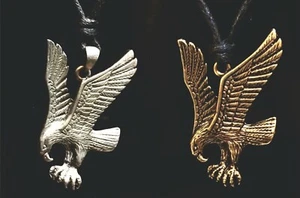 Eagle Pewter Bronze Pendant Necklace Indian Western Gothic Biker - Picture 1 of 3