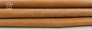 ORANGE CRACKED VINTAGE LOOK Soft Italian Goatskin leather hide 3sqf 0.7mm #C2133 - Picture 1 of 7
