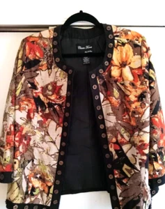 T. Trenz Classic Trenz Vintage Silk Blend Floral Lined Blazer Size L Hook & Loop - Picture 1 of 19