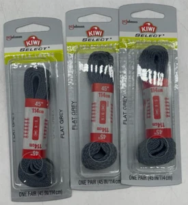 Lot Of 3 Kiwi Style Shoe Laces 45" FLAT GREY NEW 3 Packages X 1 Pairs FAST SHIP - Picture 1 of 6