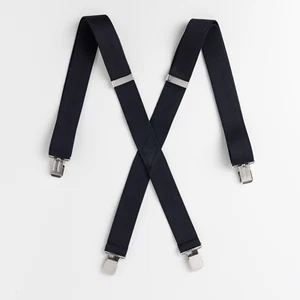 Neu 1 1/2" Hosenträger einfarbig schwarz 1,50 breit Polyester elastische Hosenträger ohne Etikett - Bild 1 von 5