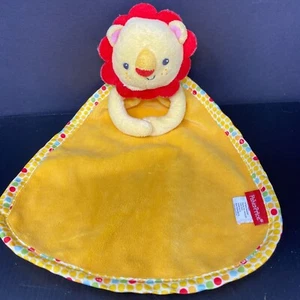 Fisher Price Yellow Lion Baby Lovey Security Blanket Polka Dot Trim Rattle - Picture 1 of 4
