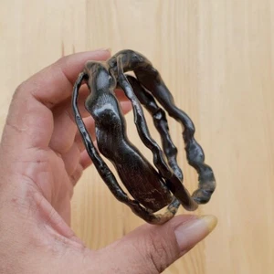 Echter gegabelter schwarzer Korallen Armreif indonesisches Akar Bahar Armband #21 - Bild 1 von 6