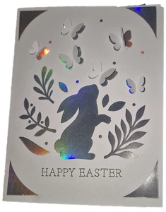 Easter Card Bunny Rabbit Cut out Cut away Customisable - Picture 1 of 19
