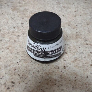 Speedball Super Black India Tinta HÉLICE contenedor botella solo seco de colección 1999 - Imagen 1 de 6