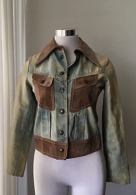 Fox Run vintage 70s Acid denim suede Cropped jacket size 38 S - Image 1 of 4