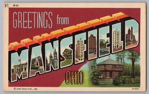 Postcard Greetings From Mansfield, Ohio, Large Letter - Picture 1 of 2