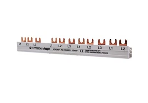 Hager 3-polige FI - Gabelschiene KDN363F 12E ablängbar 10mm² 63A - Bild 1 von 3