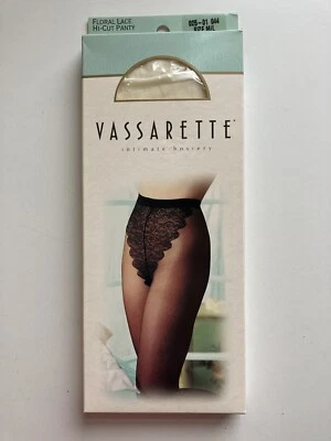 Vtg Vassarette Intimate Hosiery Floral Lace Hi-Cut Panty IVORY 7590 size M/L - Image 1 of 2
