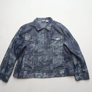 Chico's Womens Jacket Size 3 / US XL Dark Floral Blue Collared Full Zip Casual - Picture 1 of 8