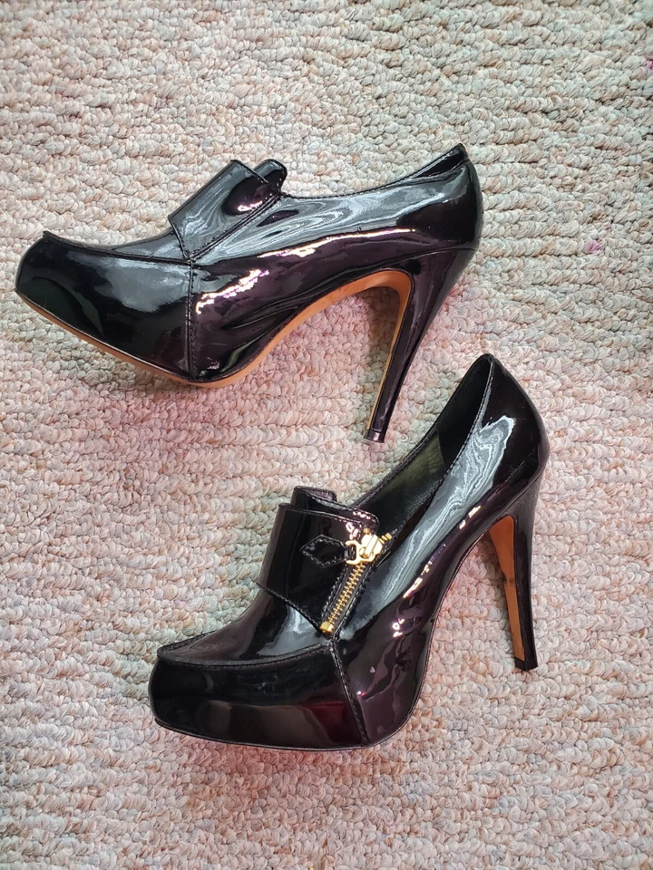 Botín Saks Fifth Ave charol cremallera lateral plataforma 10M ¡DEFECTO! VER FOTOS Foto 1 de 4