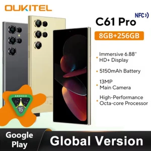 Global Oukitel C61 Pro 4G Smartphone 6.88"HD+ 90Hz Display 8GB+256GB Android 15 - Picture 1 of 15
