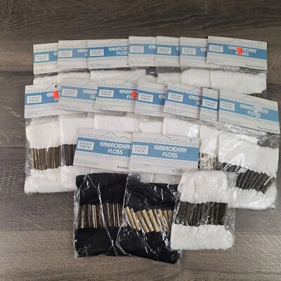Lot of 200+ New Embroidery Floss Threads Skeins Corresponds to DMC White and 310 - Image 1 of 4