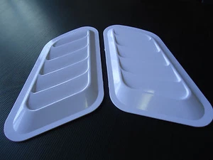CAR HOOD SIDE FENDER AIR FLOW SCOOP DECORATION VENT COVER WHITE X 2 PIECES - Picture 1 of 7