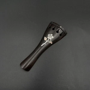 1 Stück Ebenholz Holz 4/4 Geige Saitenhalter Intarsien Muschel Blume  - Bild 1 von 2