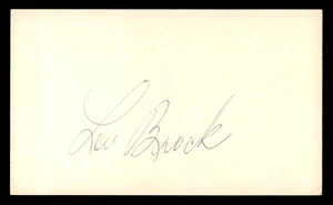 Lou Brock Index Card Auto Autograph *4 JSA - Picture 1 of 2