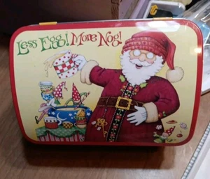 MARY ENGELBREIT "Less Egg! More Nog! 6¼×4¼×2¾ Christmas Hinged Tin Box 2012 - Picture 1 of 8