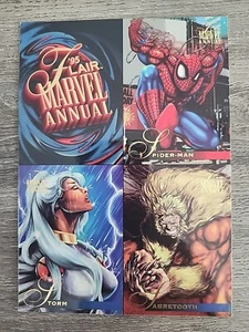 1995 FLAIR MARVEL JÄHRLICHE Sammelkarten -- ungeschnitten 4 Karten Promo-Blatt -- selten - Bild 1 von 2