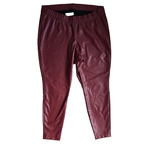 NWT Women's Old Navy Vegan Leather Leggings XXL Burgundy Skinny Pants Cosplay - Picture 1 of 9
