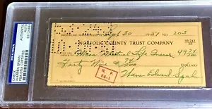 WARREN SPAHN BOSTON BRAVES béisbol HOF auto autógrafo firmado cheque PSA ATLANTA - Imagen 1 de 8