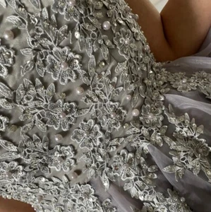 Grey Embellished Gown Size 12 - Picture 1 of 4