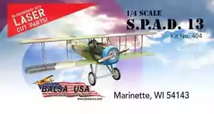Balsa USA 1/4 Scale S.P.A.D. 13 Remote Control Balsa Wood Airplane Kit #404 - Picture 1 of 3