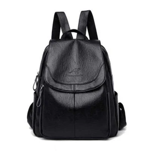 Backpack Vintage Shoulder Bag Casual Soft GENUINE LEATHER 💚 - Picture 1 of 12