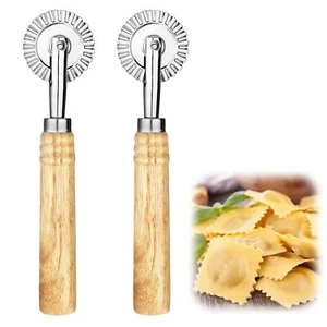 Paquete de 2 ruedas de pastelería cortadoras masa raviolis crimpadora rueda cortadora de pizza para albóndigas - Imagen 1 de 7